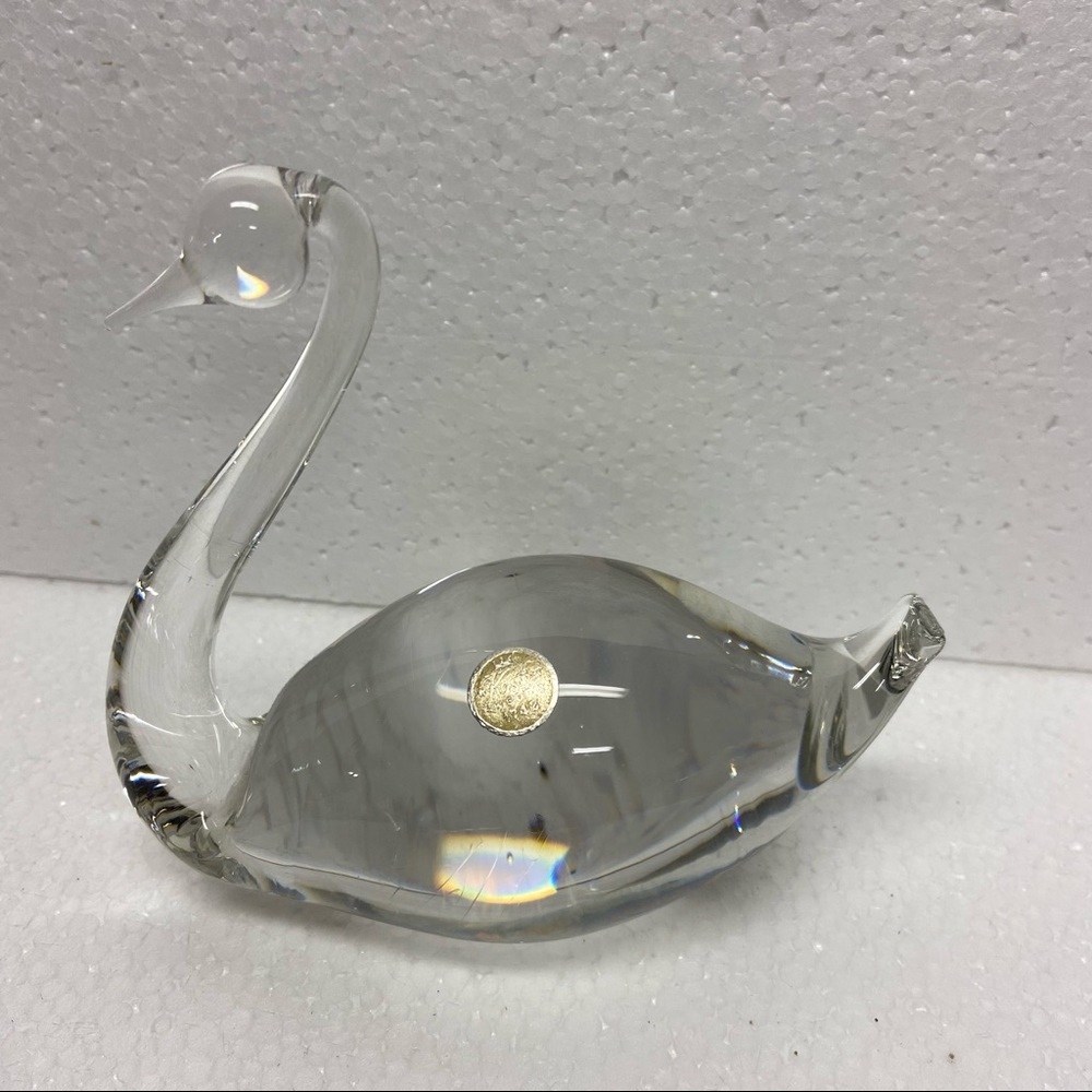 Vintage Kosta Leaded Glass Swan Figurine Sweden